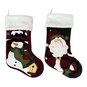 Vintage Christmas Stockings - Snowman and Santa Clause